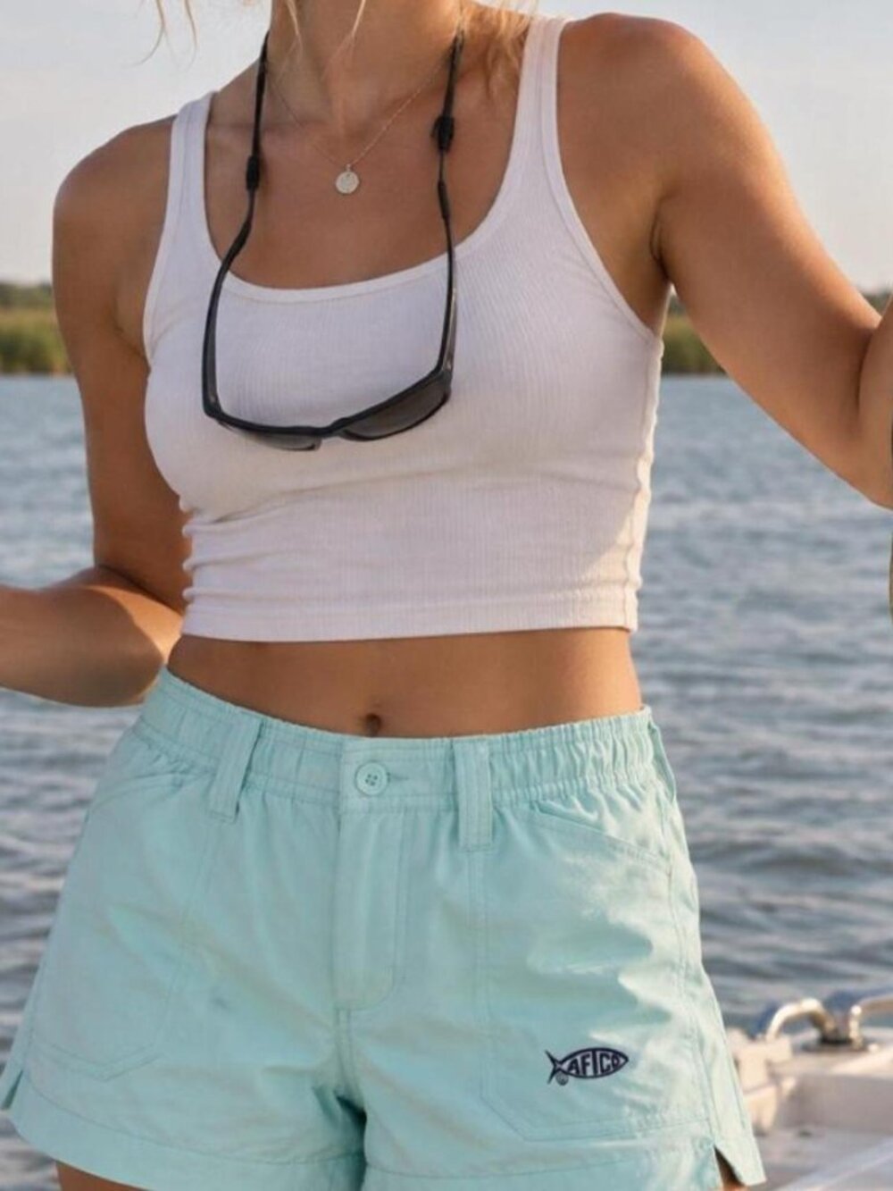 AFTCO The Original Fishing Shorts Womens Size 10 Light Blue Nylon 3" Inseam